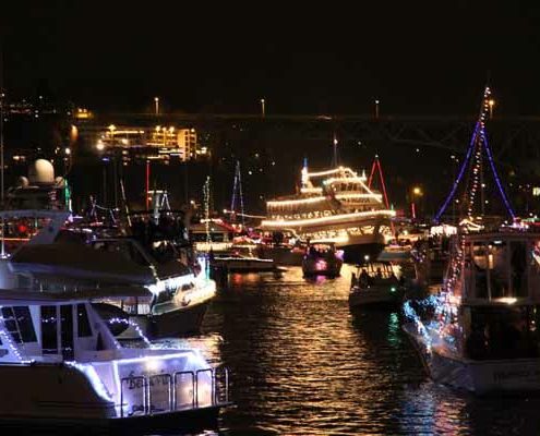 Royal Argosy christmas ship at festival parade of boats